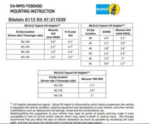 47-311039 Bilstein B8 6112 Leveling Kit for 2010-2014 Toyota FJ Cruiser