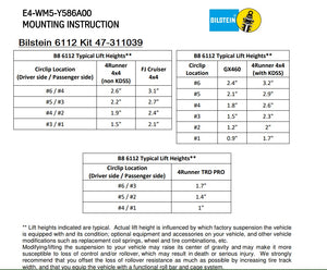 47-311039 Bilstein B8 6112 Leveling Kit for 2010-2023 Lexus GX460