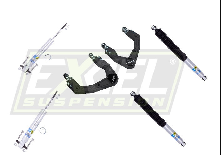 24-294218, 24-294225 Bilstein Front 5100 (Ride Height Adjustable) & Rear 5100 Series Shock Absorbers with Billet Aluminum Upper Control Arms (UCA) for 2019-2022 Ford Ranger